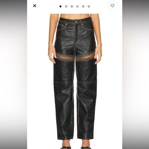 AREA Black Studded leather Women's Jeans